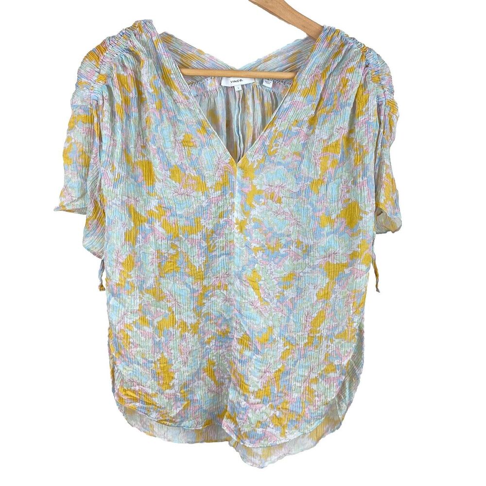 Vince Multicolor Blouse with Yellow Accents